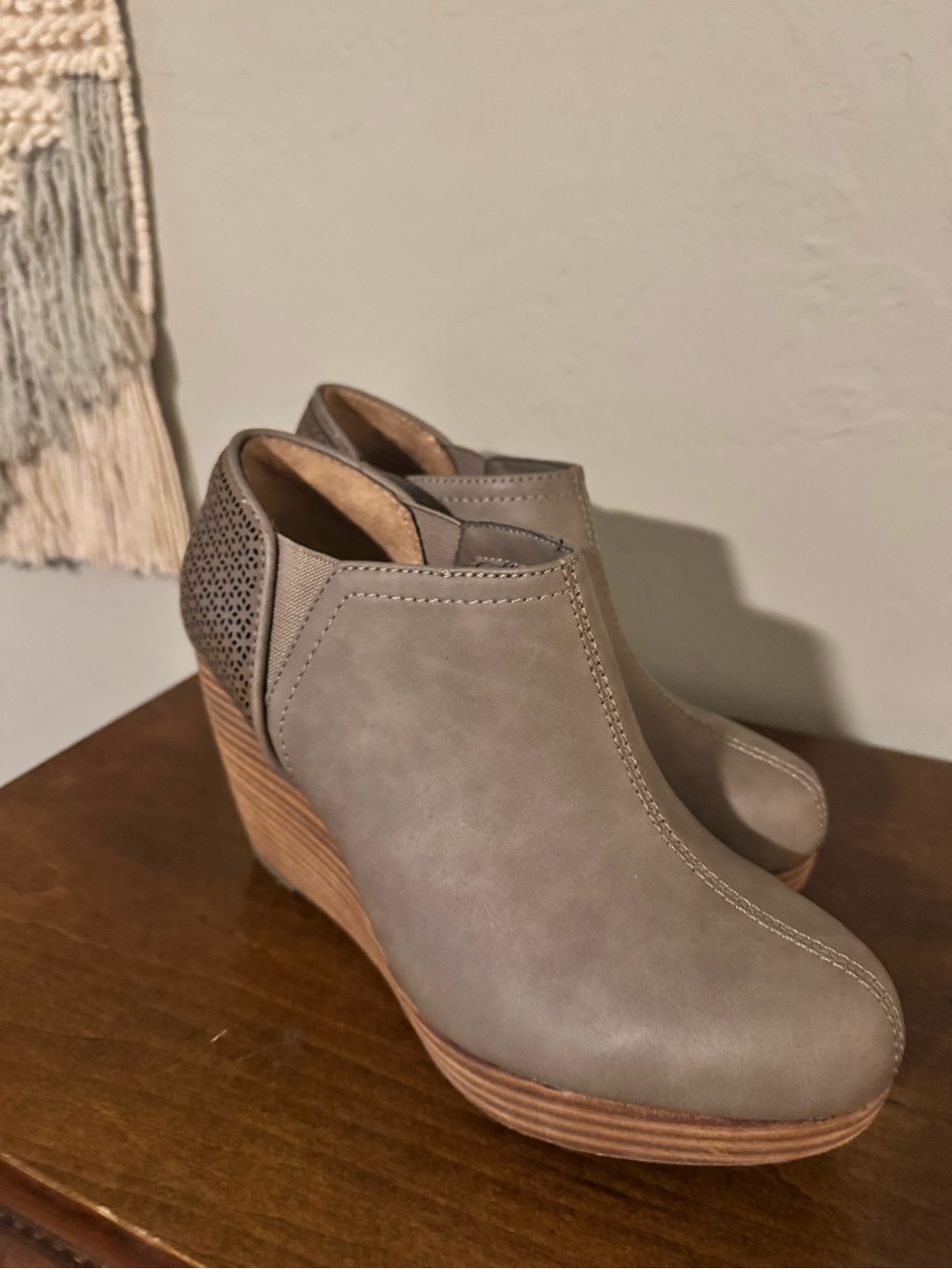 Dr. Scholl's Harlow taupe wedge booties